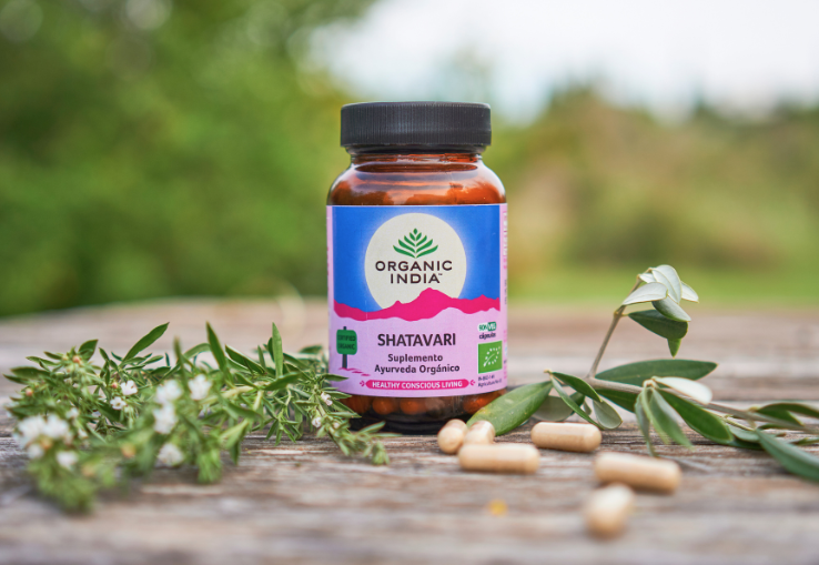 Suplemento Shatavari Organic India c&aacute;psulas para salud hormonal femenina