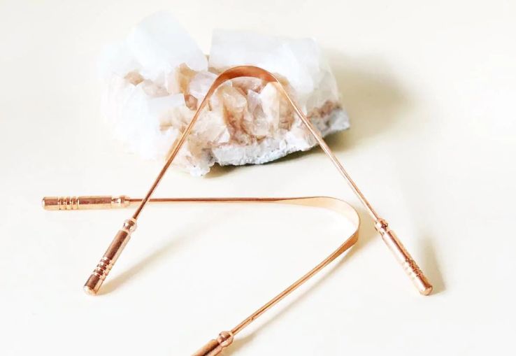 Raspador de lengua de cobre ayurveda