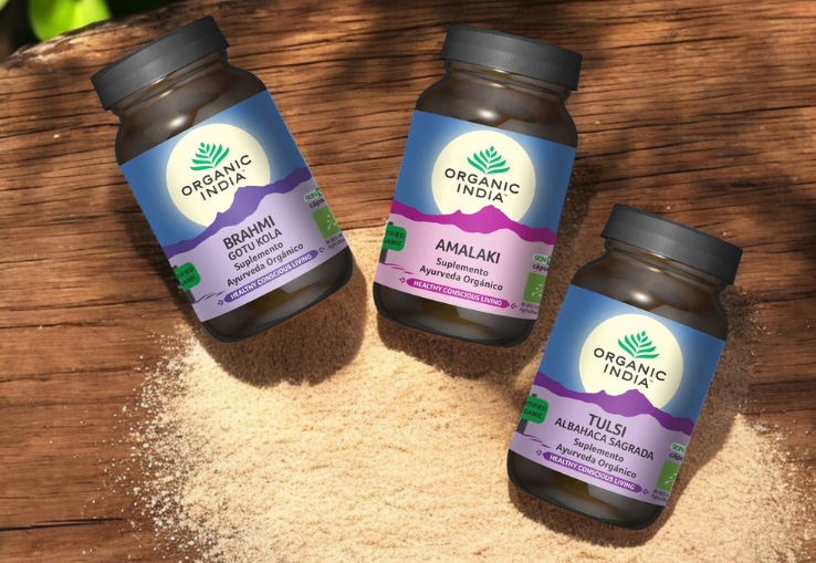 Suplementos Org&aacute;nicos Ayurv&eacute;dicos: Brahmi Gotu Kola, Amalaki, Tulsi Holy Basil